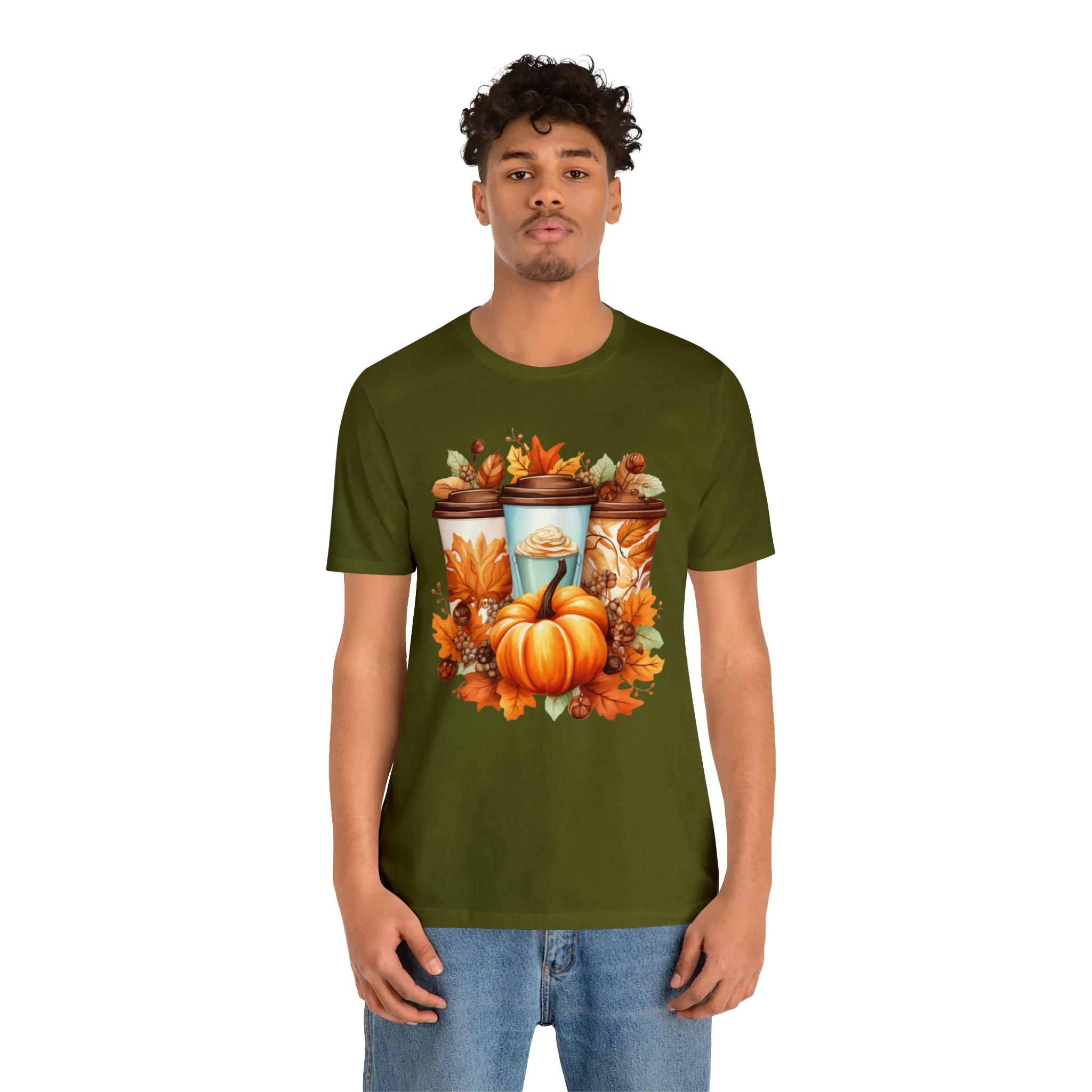 Coffee & Fall T-Shirt | Fall Coffee Time Tee |  Bella Canvas 3001 Unisex |  Thanksgiving Season Short Sleeve Tshirt