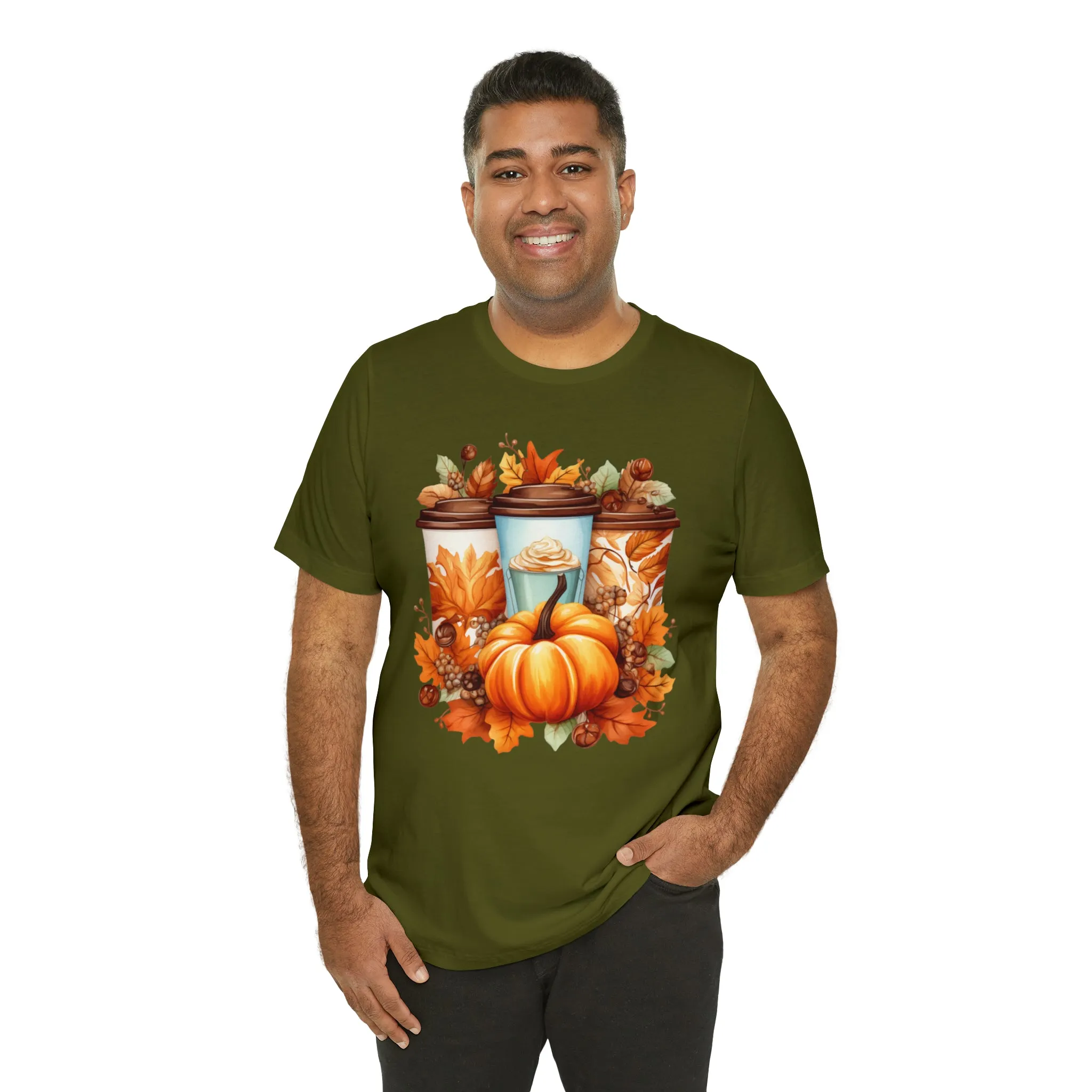 Coffee & Fall T-Shirt | Fall Coffee Time Tee |  Bella Canvas 3001 Unisex |  Thanksgiving Season Short Sleeve Tshirt
