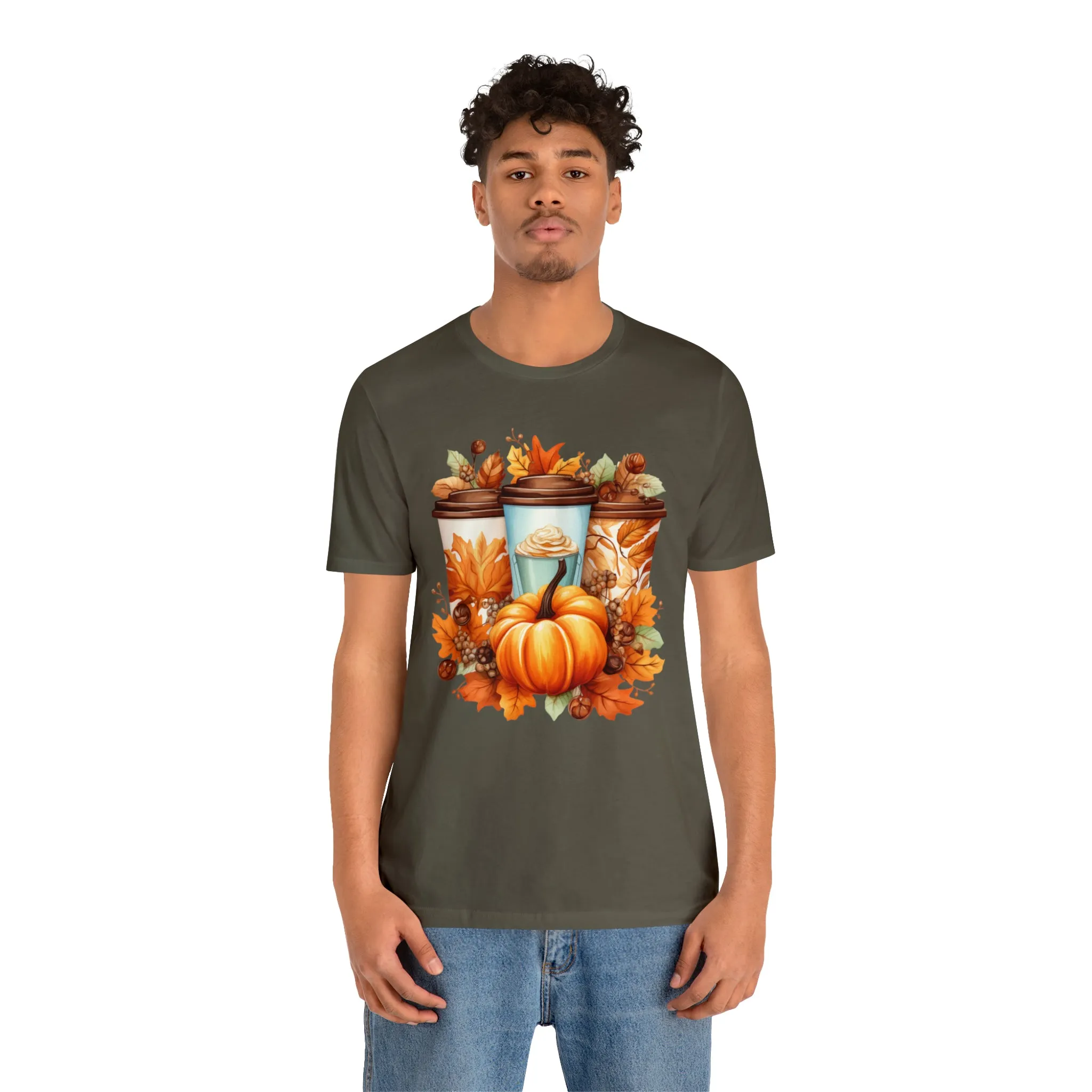 Coffee & Fall T-Shirt | Fall Coffee Time Tee |  Bella Canvas 3001 Unisex |  Thanksgiving Season Short Sleeve Tshirt