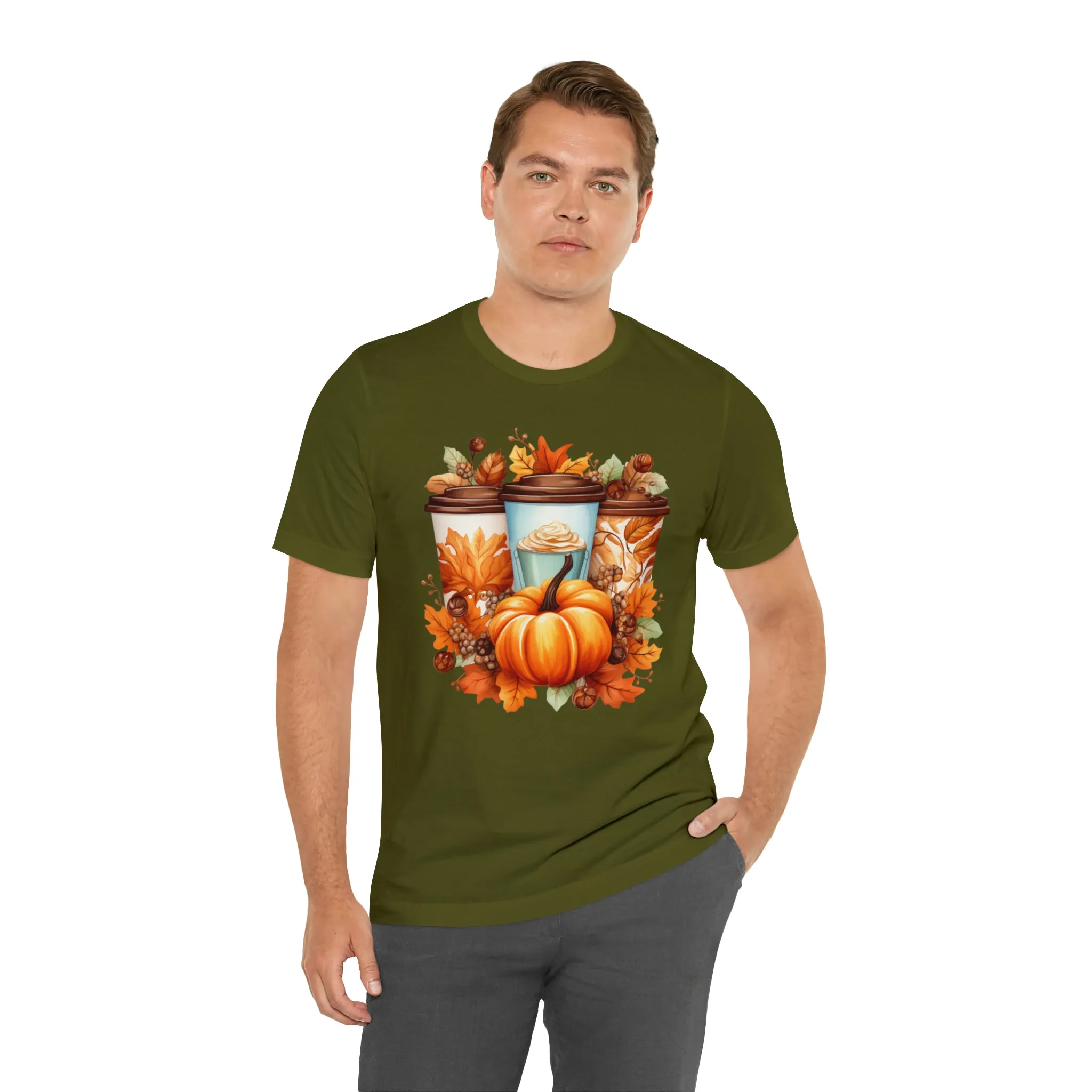Coffee & Fall T-Shirt | Fall Coffee Time Tee |  Bella Canvas 3001 Unisex |  Thanksgiving Season Short Sleeve Tshirt