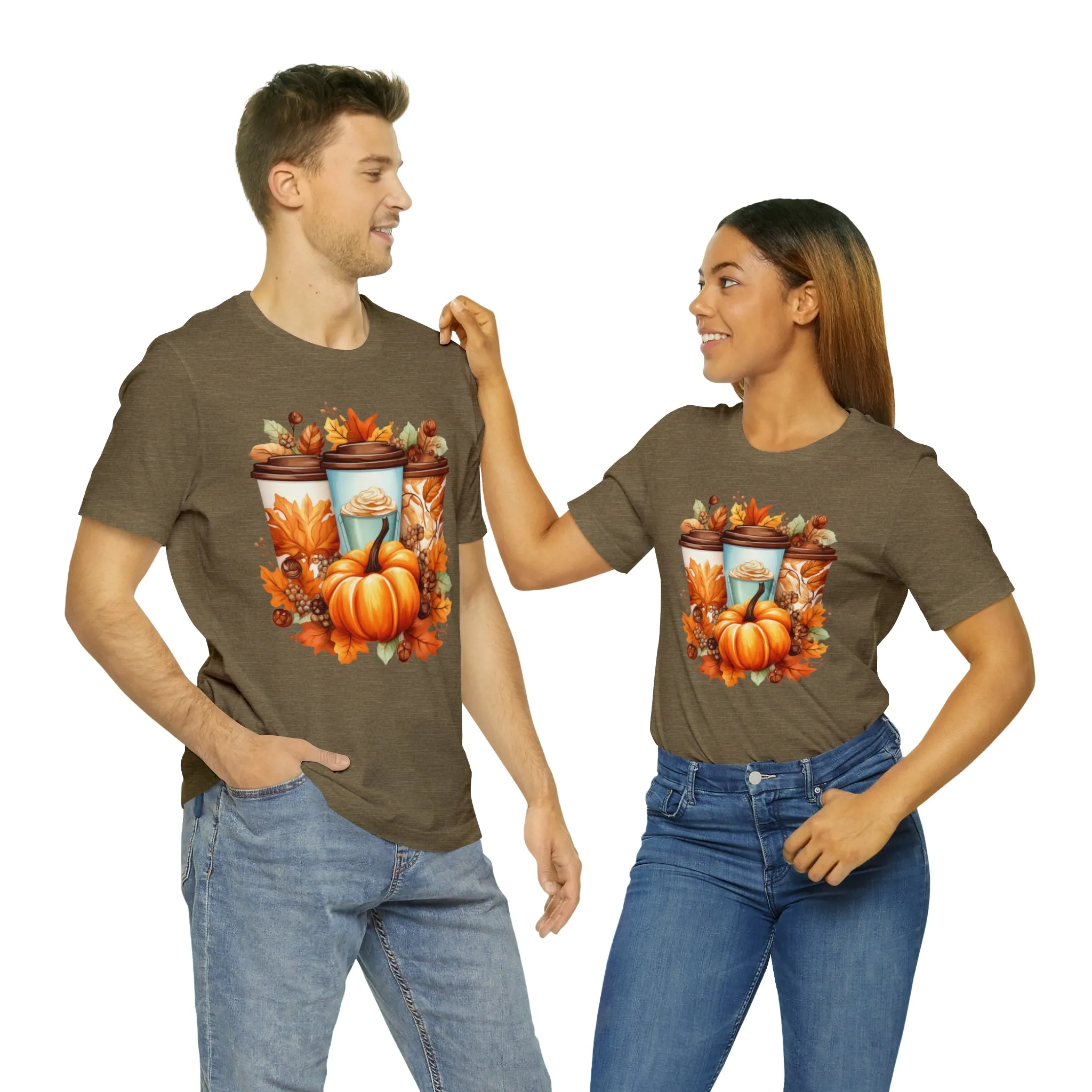 Coffee & Fall T-Shirt | Fall Coffee Time Tee |  Bella Canvas 3001 Unisex |  Thanksgiving Season Short Sleeve Tshirt