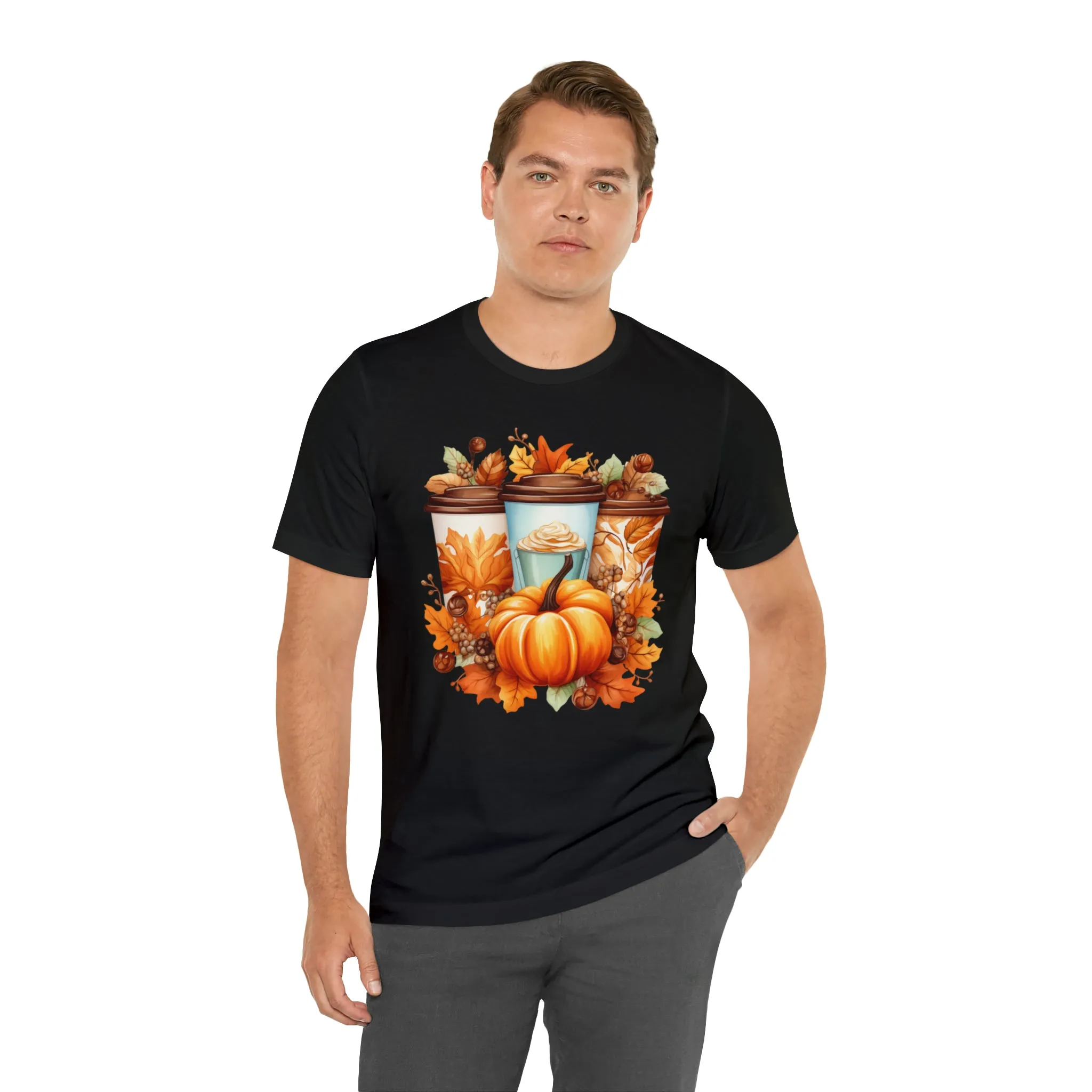 Coffee & Fall T-Shirt | Fall Coffee Time Tee |  Bella Canvas 3001 Unisex |  Thanksgiving Season Short Sleeve Tshirt