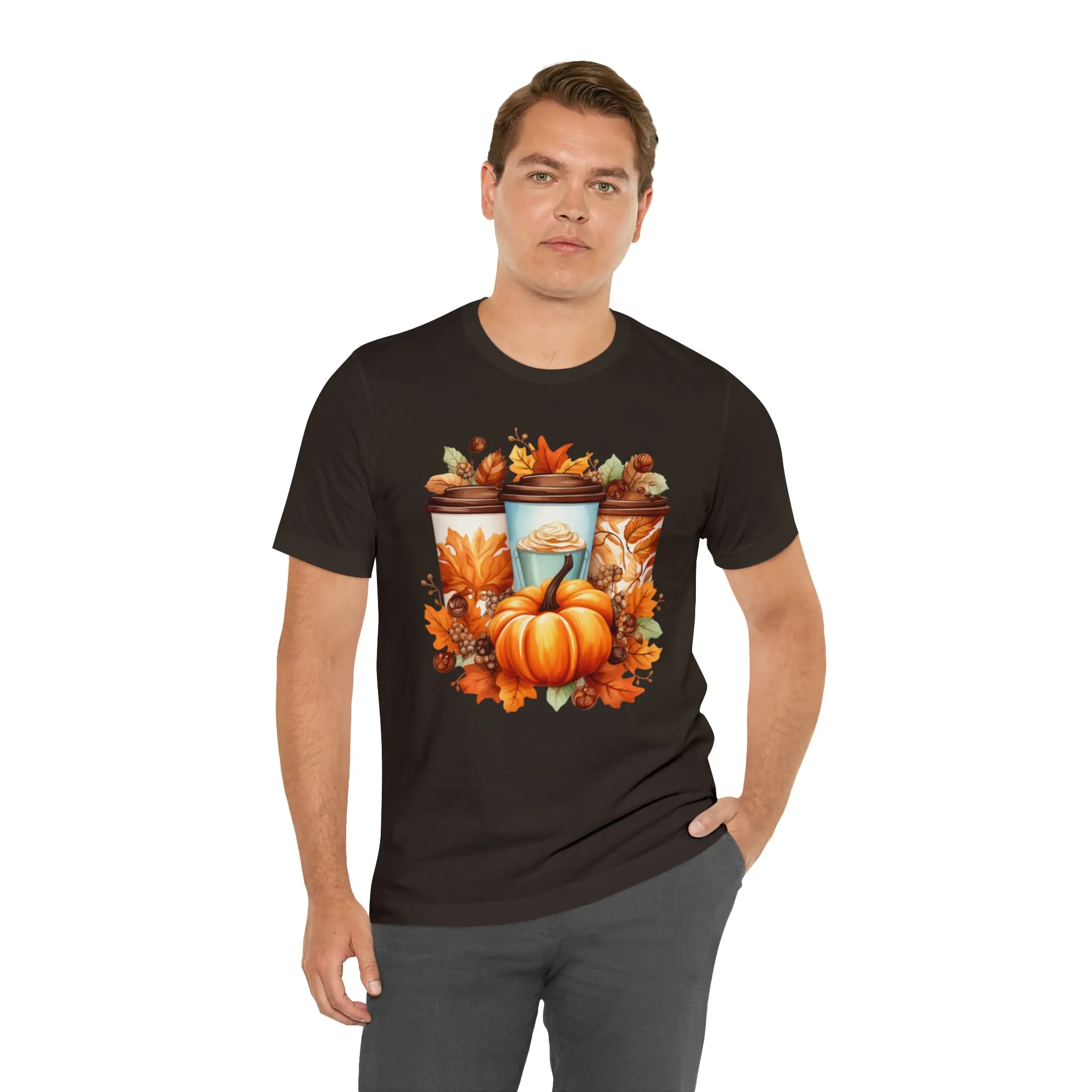 Coffee & Fall T-Shirt | Fall Coffee Time Tee |  Bella Canvas 3001 Unisex |  Thanksgiving Season Short Sleeve Tshirt