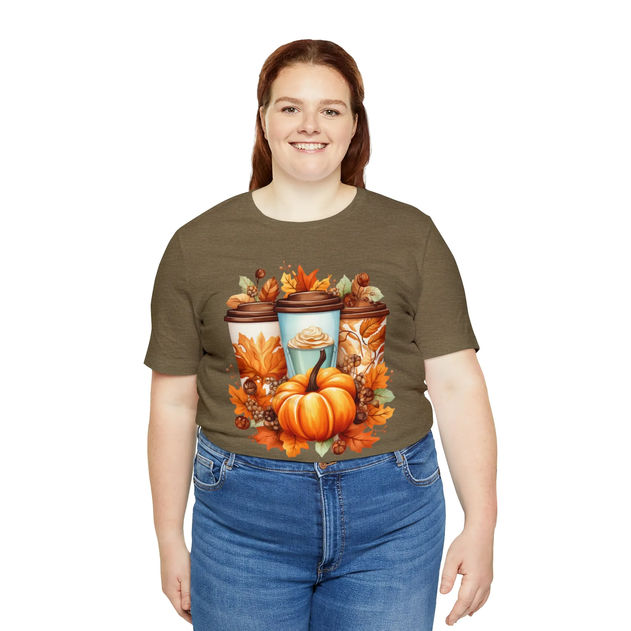 Coffee & Fall T-Shirt | Fall Coffee Time Tee |  Bella Canvas 3001 Unisex |  Thanksgiving Season Short Sleeve Tshirt