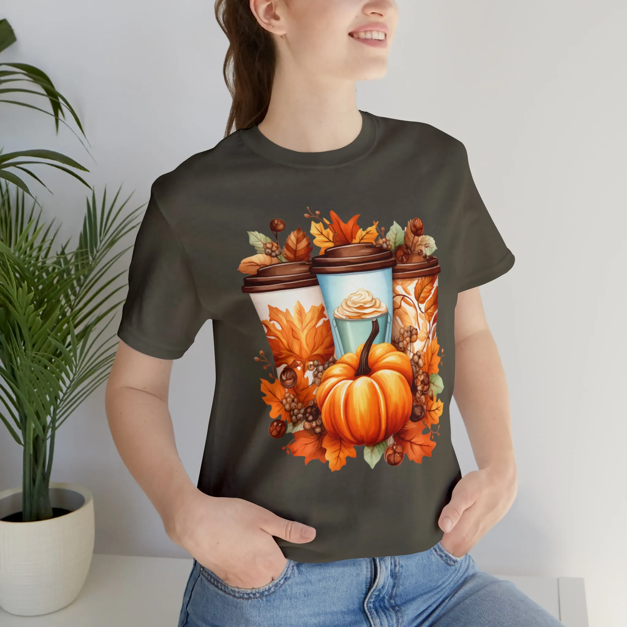 Coffee & Fall T-Shirt | Fall Coffee Time Tee |  Bella Canvas 3001 Unisex |  Thanksgiving Season Short Sleeve Tshirt