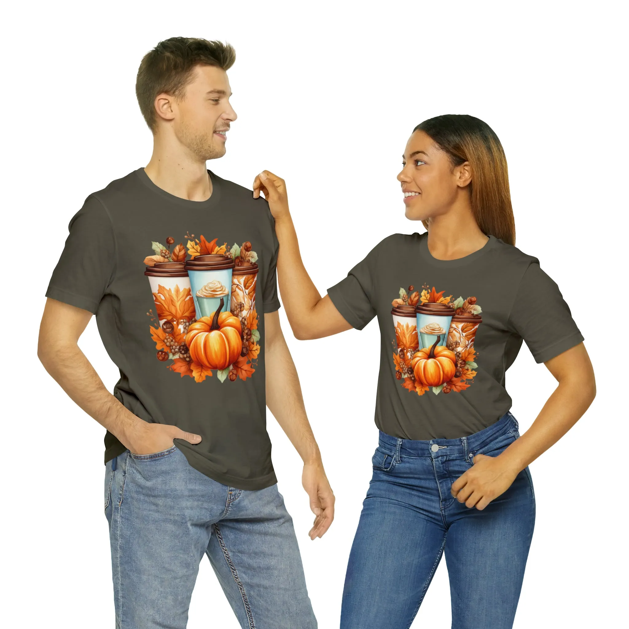 Coffee & Fall T-Shirt | Fall Coffee Time Tee |  Bella Canvas 3001 Unisex |  Thanksgiving Season Short Sleeve Tshirt