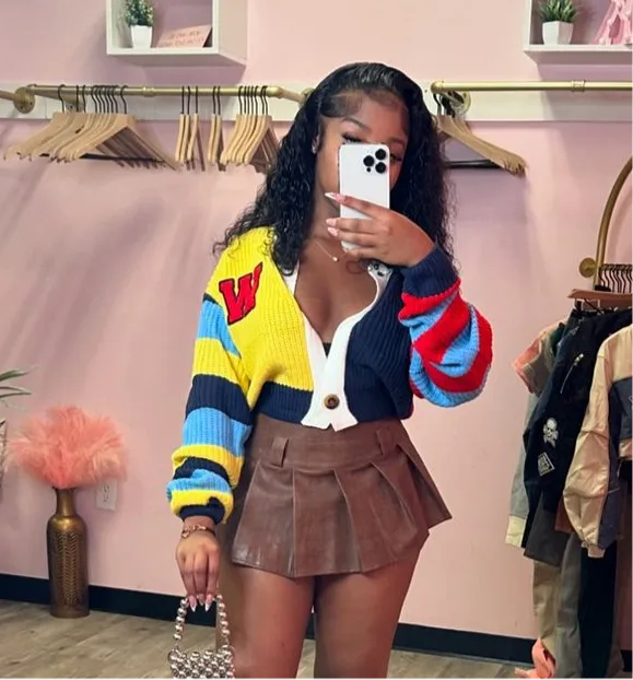 Color Block Cropped Sweater