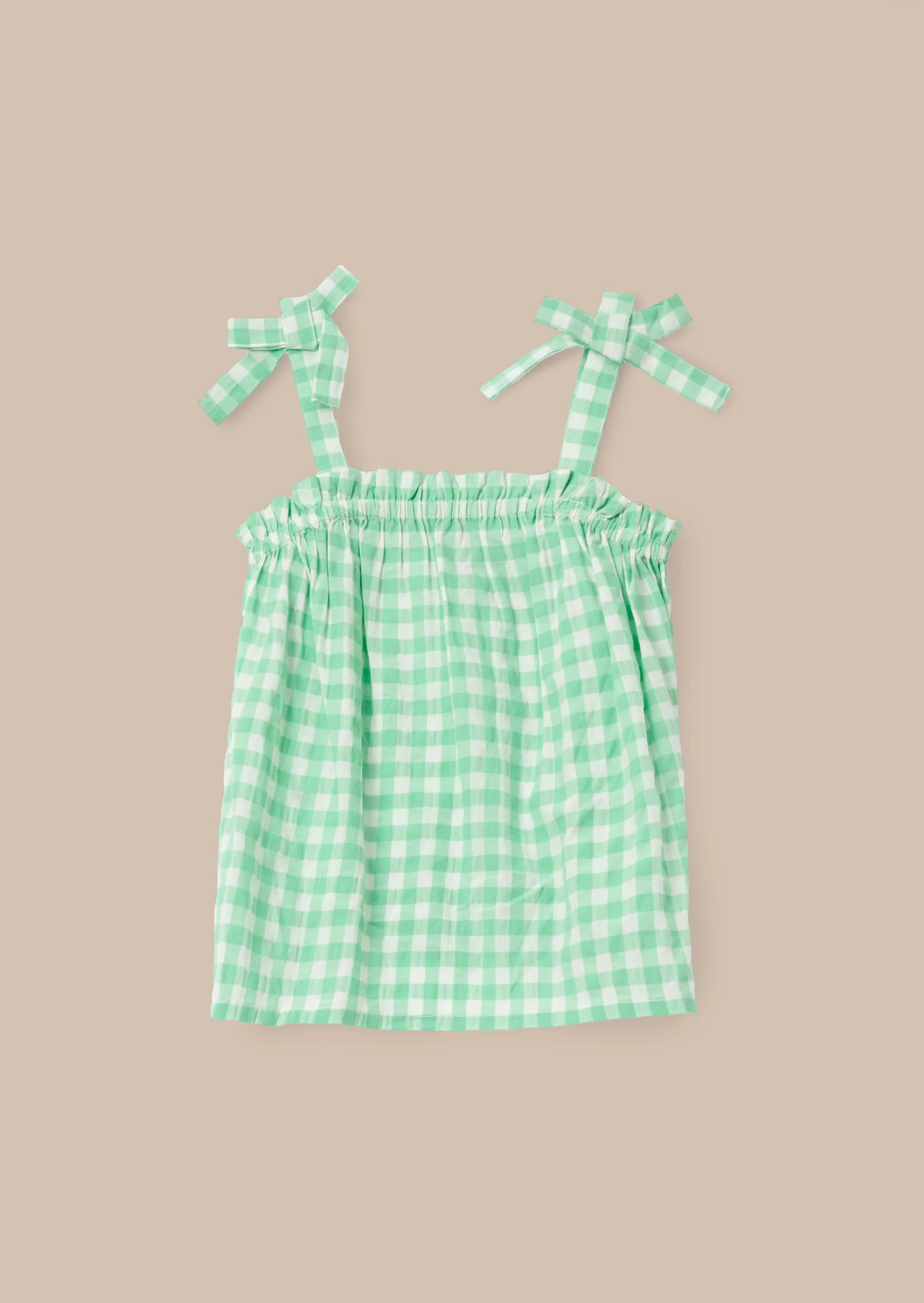 Connie Green Gingham Shirred Top