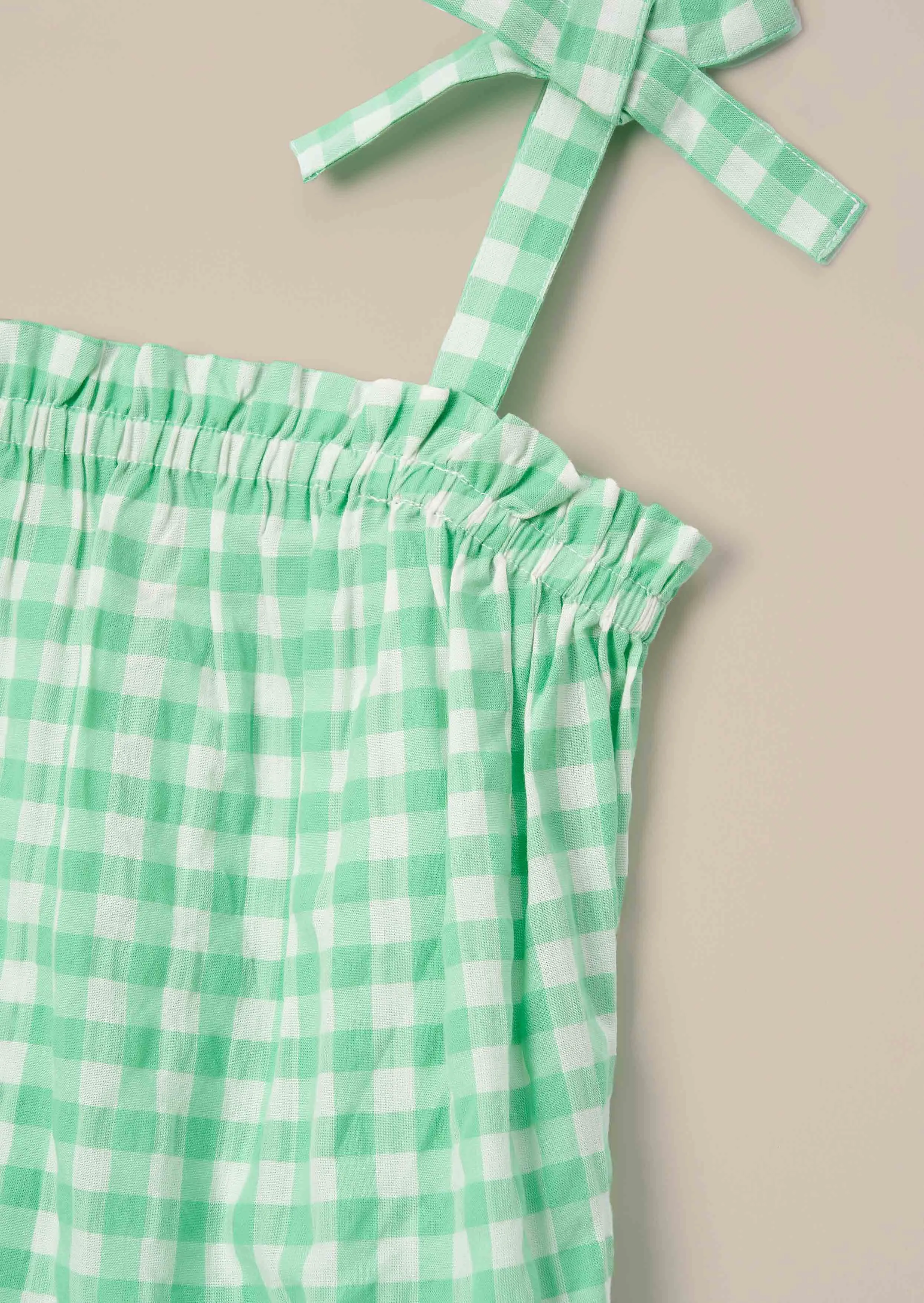 Connie Green Gingham Shirred Top