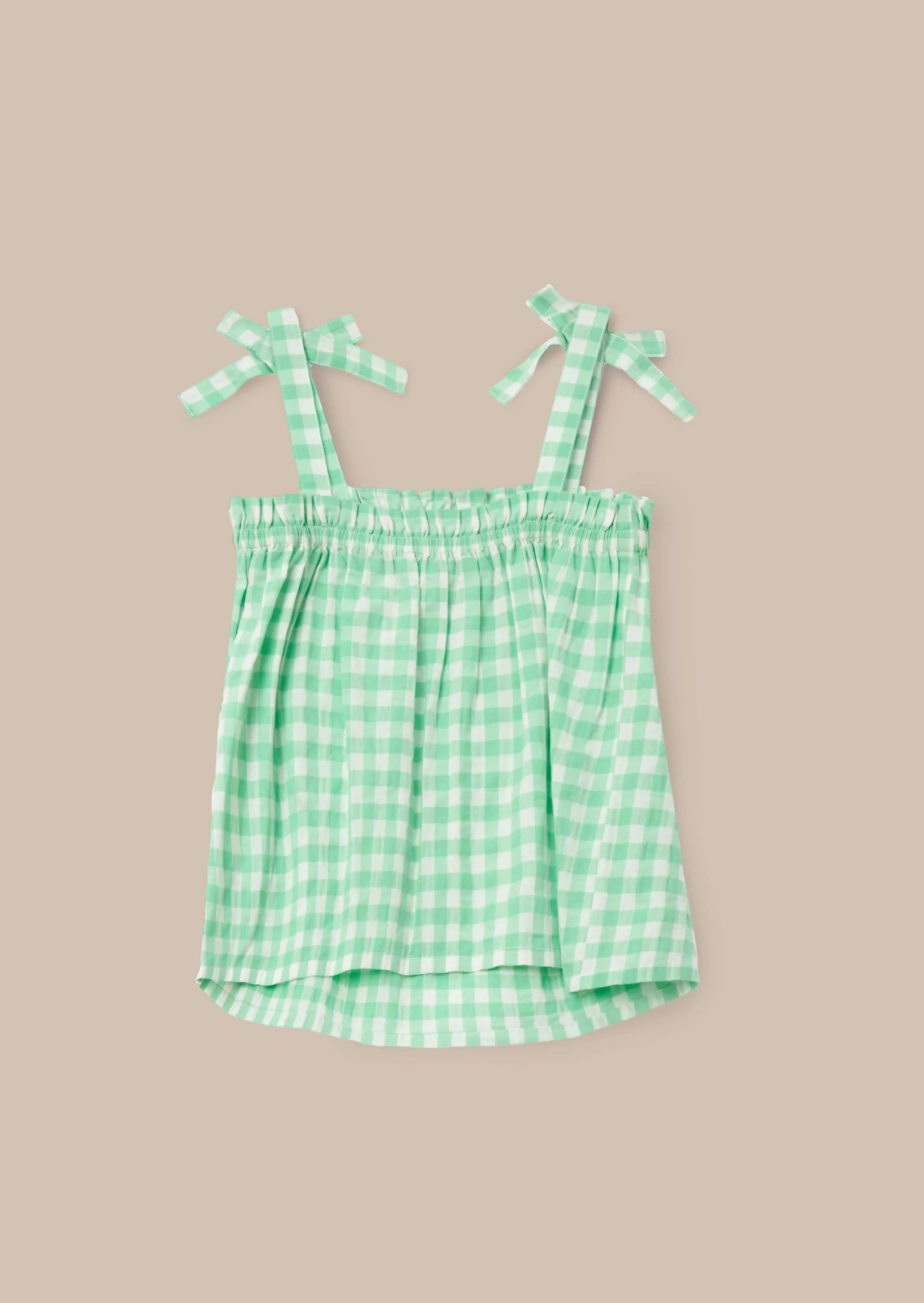 Connie Green Gingham Shirred Top