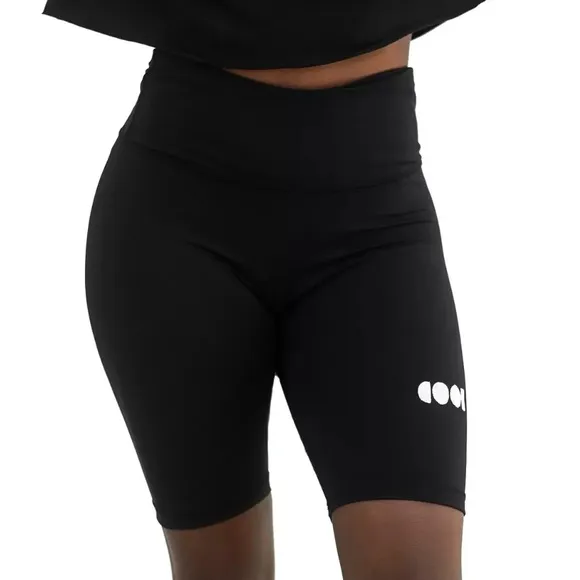 COOL CREATIVE Solid High-Waist Biker Shorts Black Size L MSRP $98