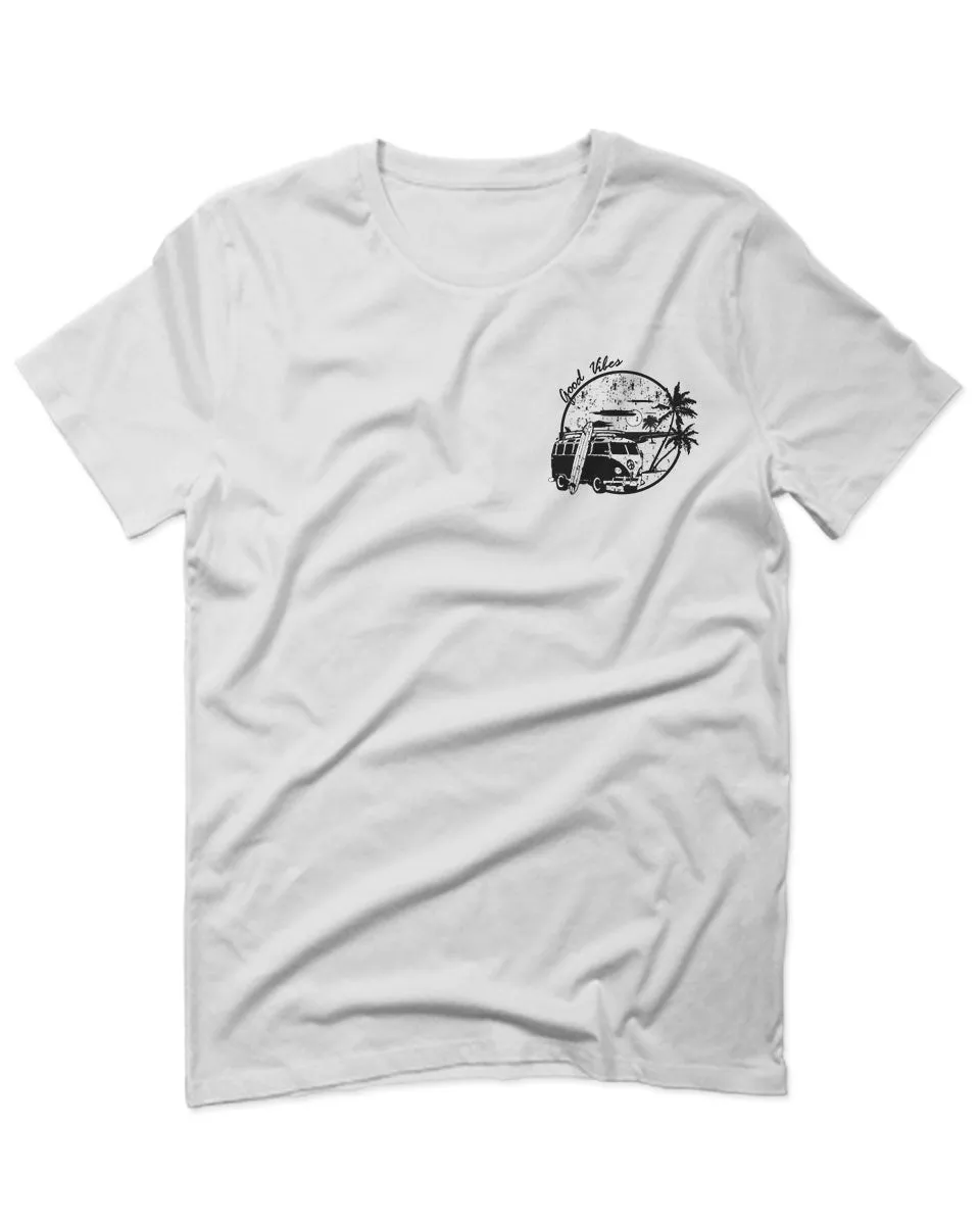 Cool Hipster Good Vibes Vintage Graphic surf Beach Print Summer For men T Shirt
