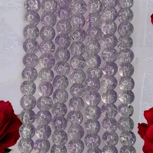 Crackle Beads 8mm - Light Purple & White