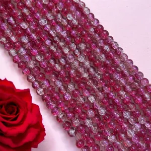 Crackle Beads 8mm - Pink & Light Yellow