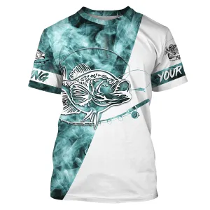 Crappie Fishing Blue Smoke 3D Customized Name Shirts For Fisherman Personalized Fishing Gifts | T-shirt - SDF84