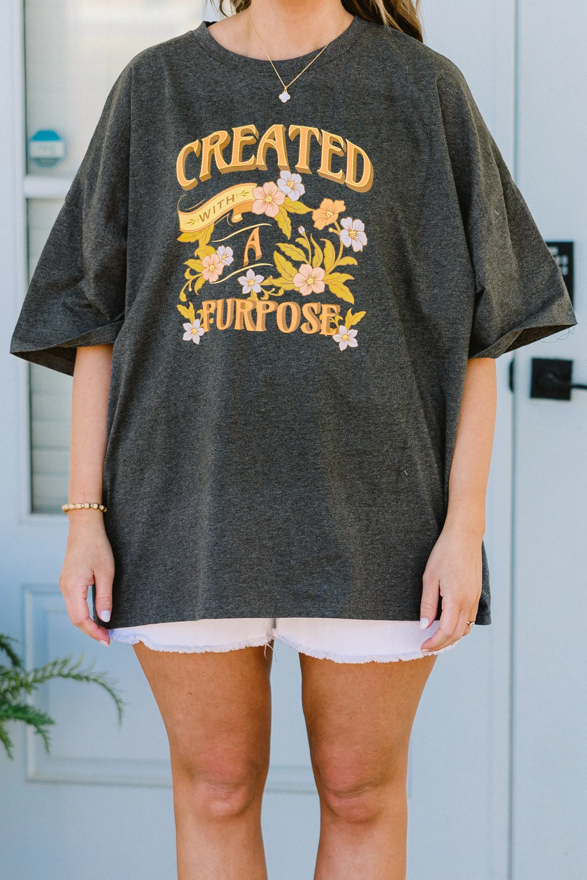 Created With A Purpose Boyfriend Tee, Charcoal