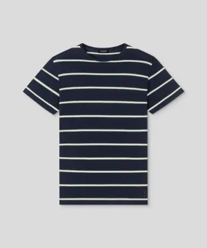 Crew Neck T-Shirt Eyelet Edition w. Double Stripes: Navy