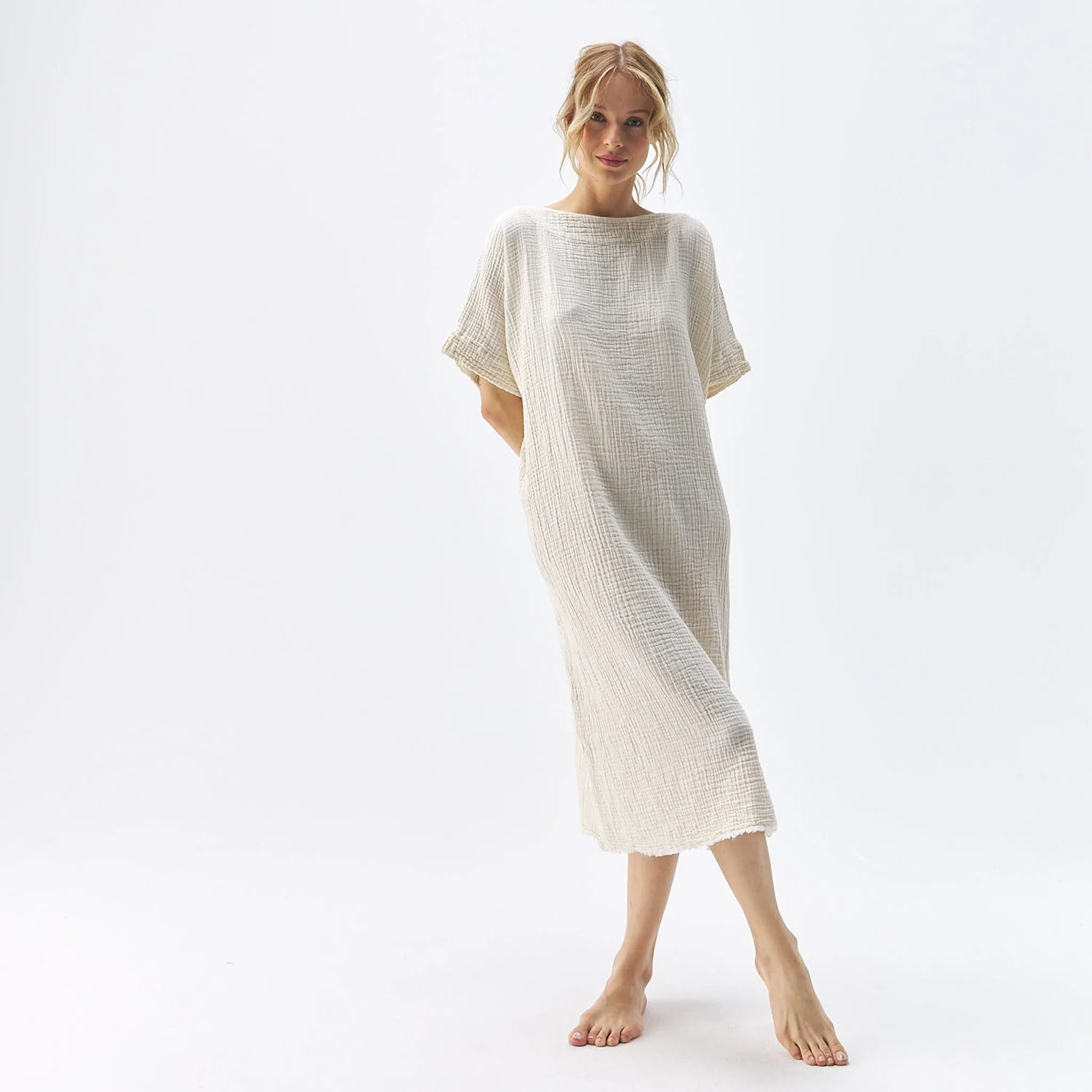 Crinkle Balloon Dress - One-Sized - Cream