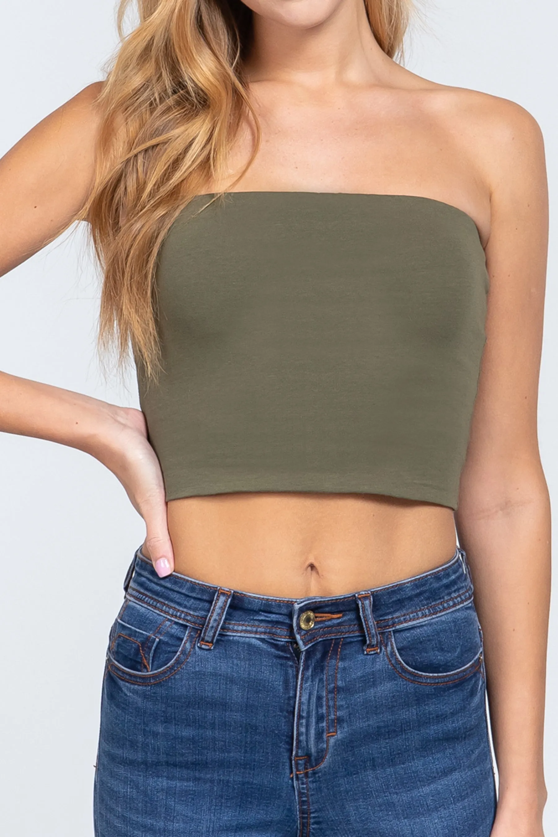 Crop Tube Cotton Spandex Top Lightweight Stretchy Jersey Fabric ZT10368C28 $6Each
