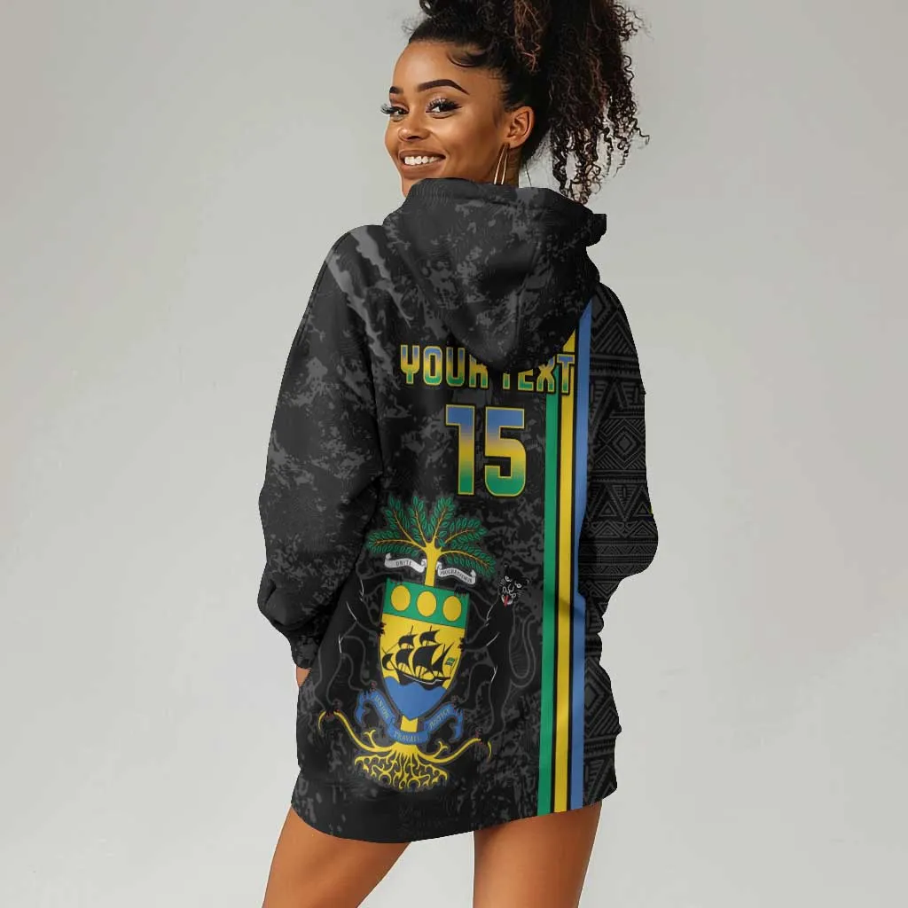 Custom Gabon Football Hoodie Dress Go Champions - Black Ver LT15