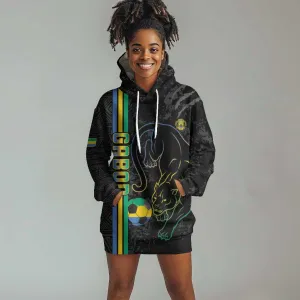 Custom Gabon Football Hoodie Dress Go Champions - Black Ver LT15
