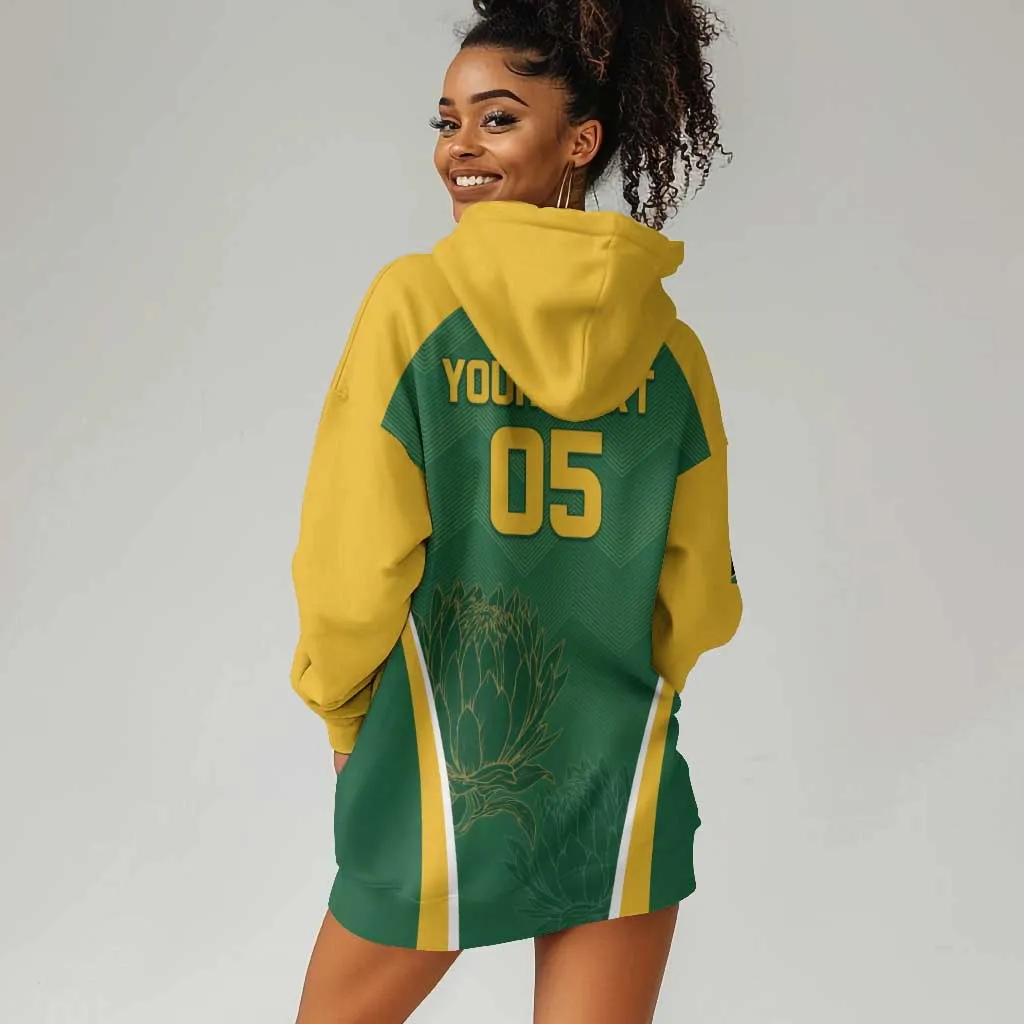 Custom South Africa Cricket Hoodie Dress Go Champions Protea Pattern LT05