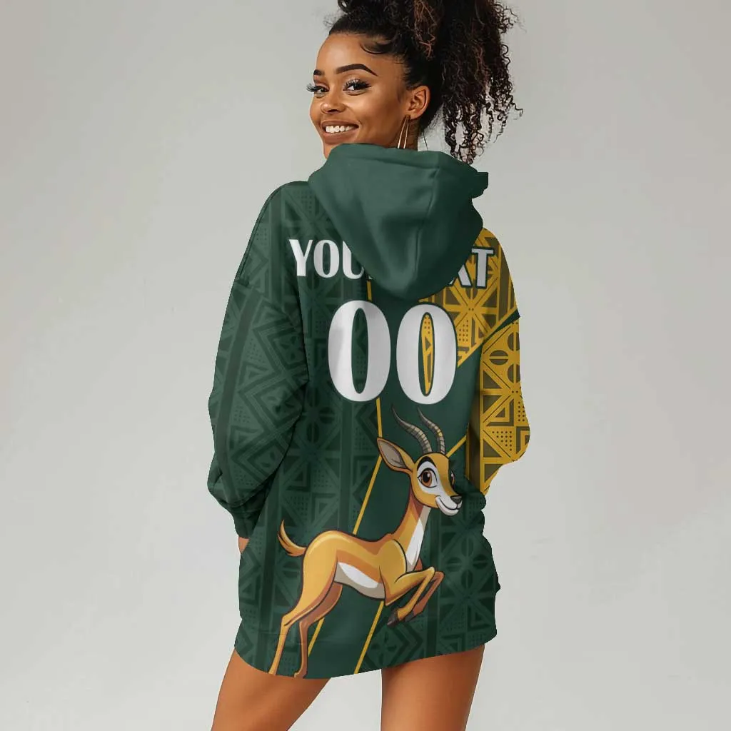 Custom South Africa Springbok Jumping Hoodie Dress With Kente Patterns LT18