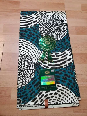Cyan Colored Afro Caribbean Prints 100% Cotton