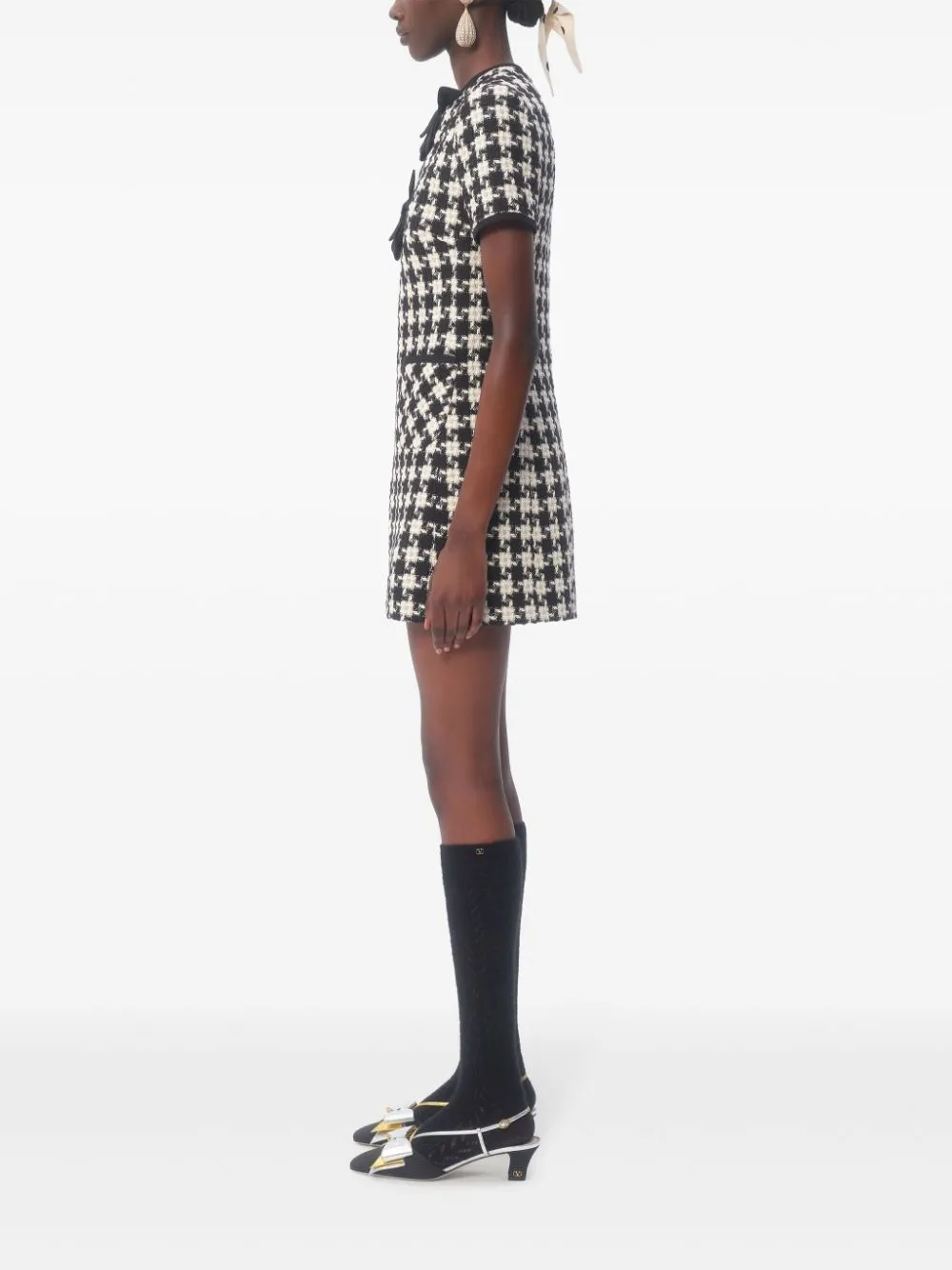 Damier light tweed short dress
