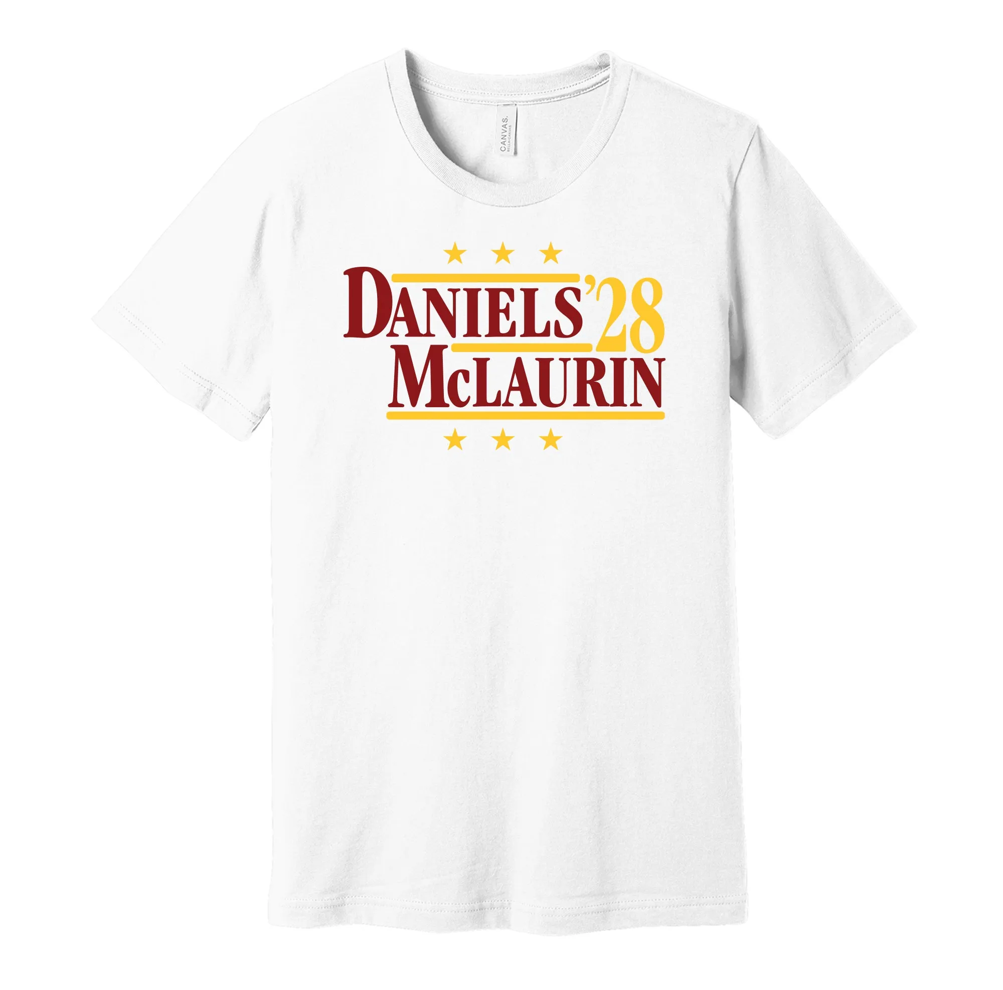 Daniels & McLaurin '28 - Washington Football Legends Political Campaign Parody T-Shirt - Hyper Than Hype Shirts