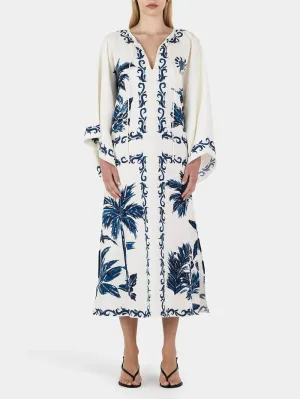 Daphne | Vintage Hawaiian Print Sequined Oversized Loose Midi Dress