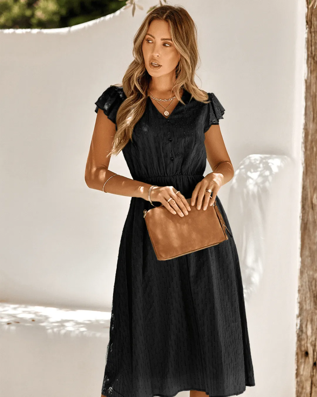 DELPHINE CLASSIC ELEGANT MIDI DRESS