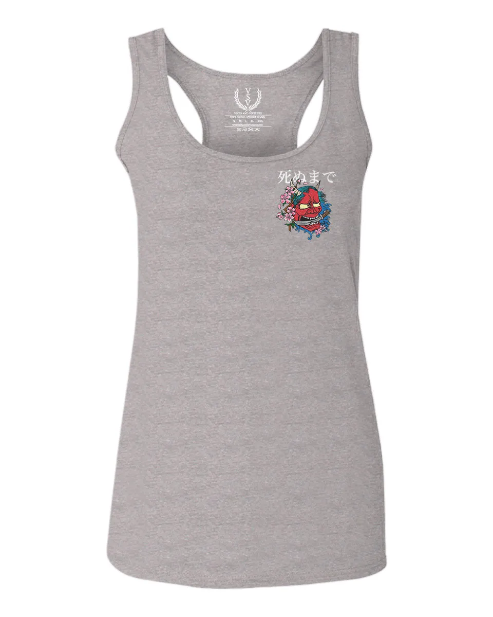 Demon Graphic Traditional Japanese Till Death  women's Tank Top sleeveless Racerback