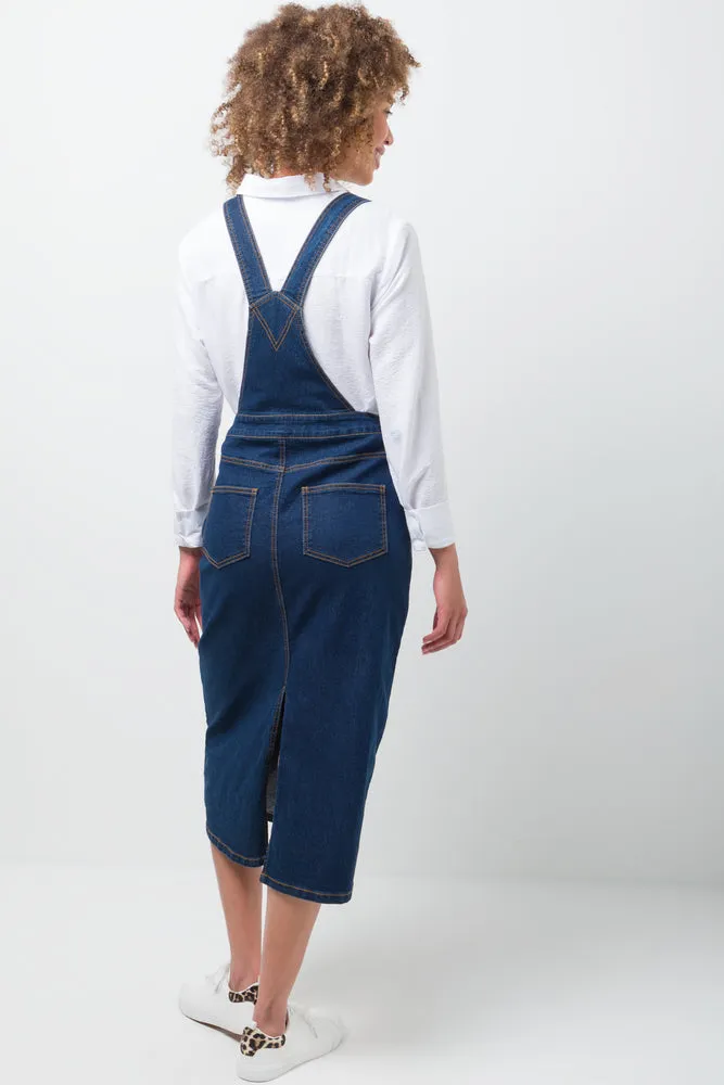 Denim Dungaree Dress Blue