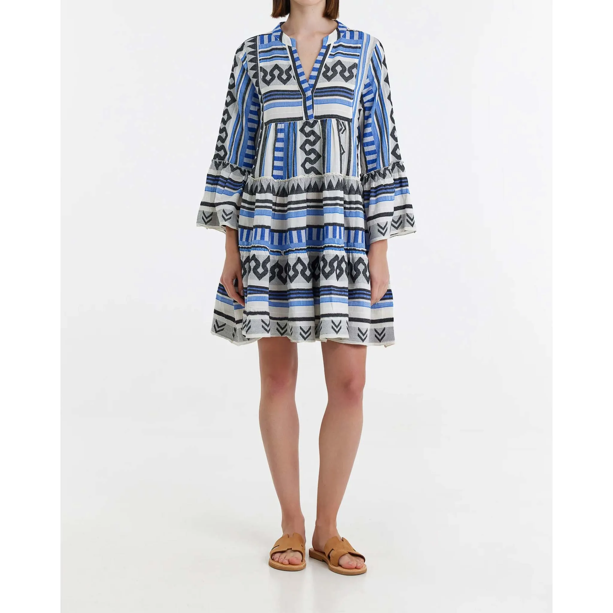 Devotion Twins Blue Ella Abstract Dress UK M