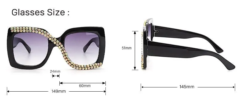 Diamond Square Sunglasses Women  Luxury Vintage Oversized Sunglasses Unique One Piece Rhinestone Glasses Shades gafas de sol