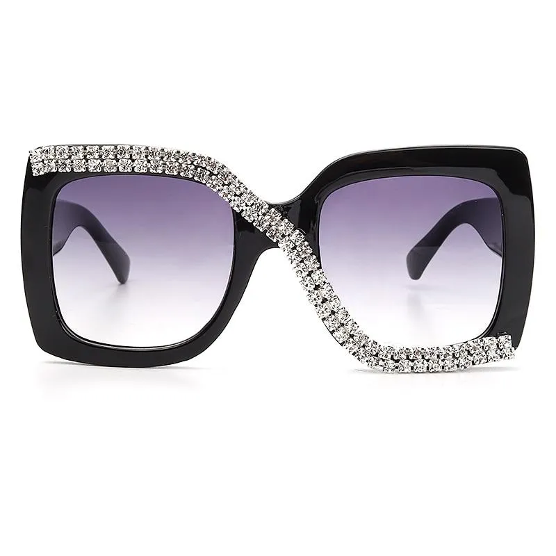 Diamond Square Sunglasses Women  Luxury Vintage Oversized Sunglasses Unique One Piece Rhinestone Glasses Shades gafas de sol