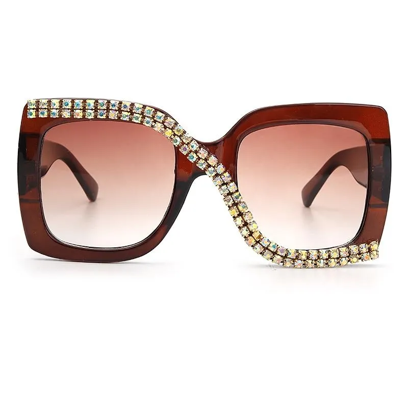 Diamond Square Sunglasses Women  Luxury Vintage Oversized Sunglasses Unique One Piece Rhinestone Glasses Shades gafas de sol