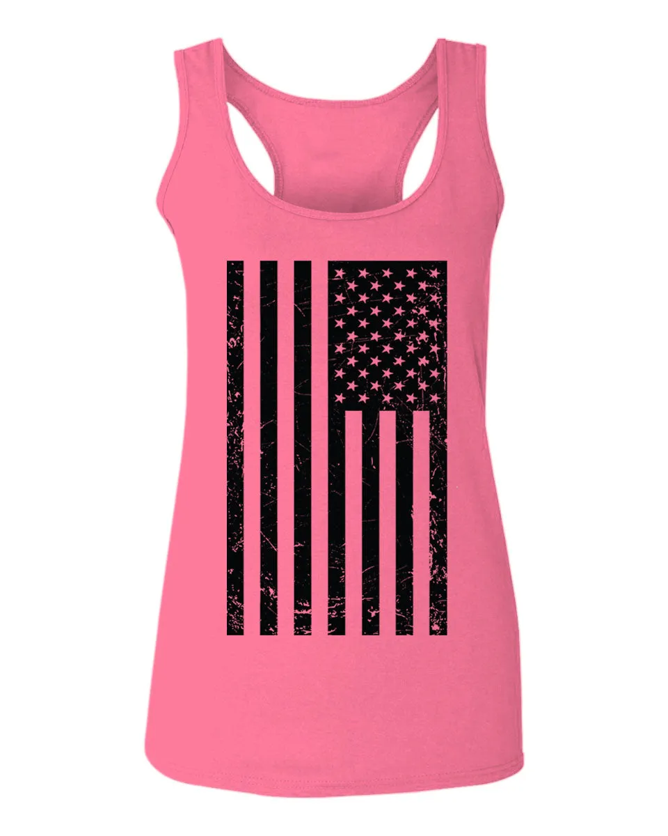 Distressed American USA United States of America Military Marine us Navy Army Big Flag  women's Tank Top sleeveless Racerback