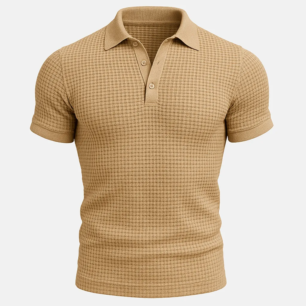 Domoir | Textured Waffle Polo Shirt