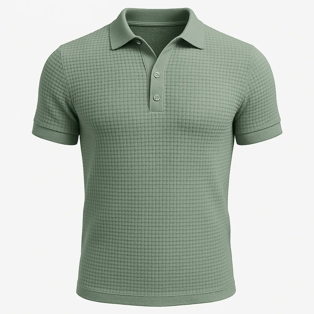 Domoir | Textured Waffle Polo Shirt