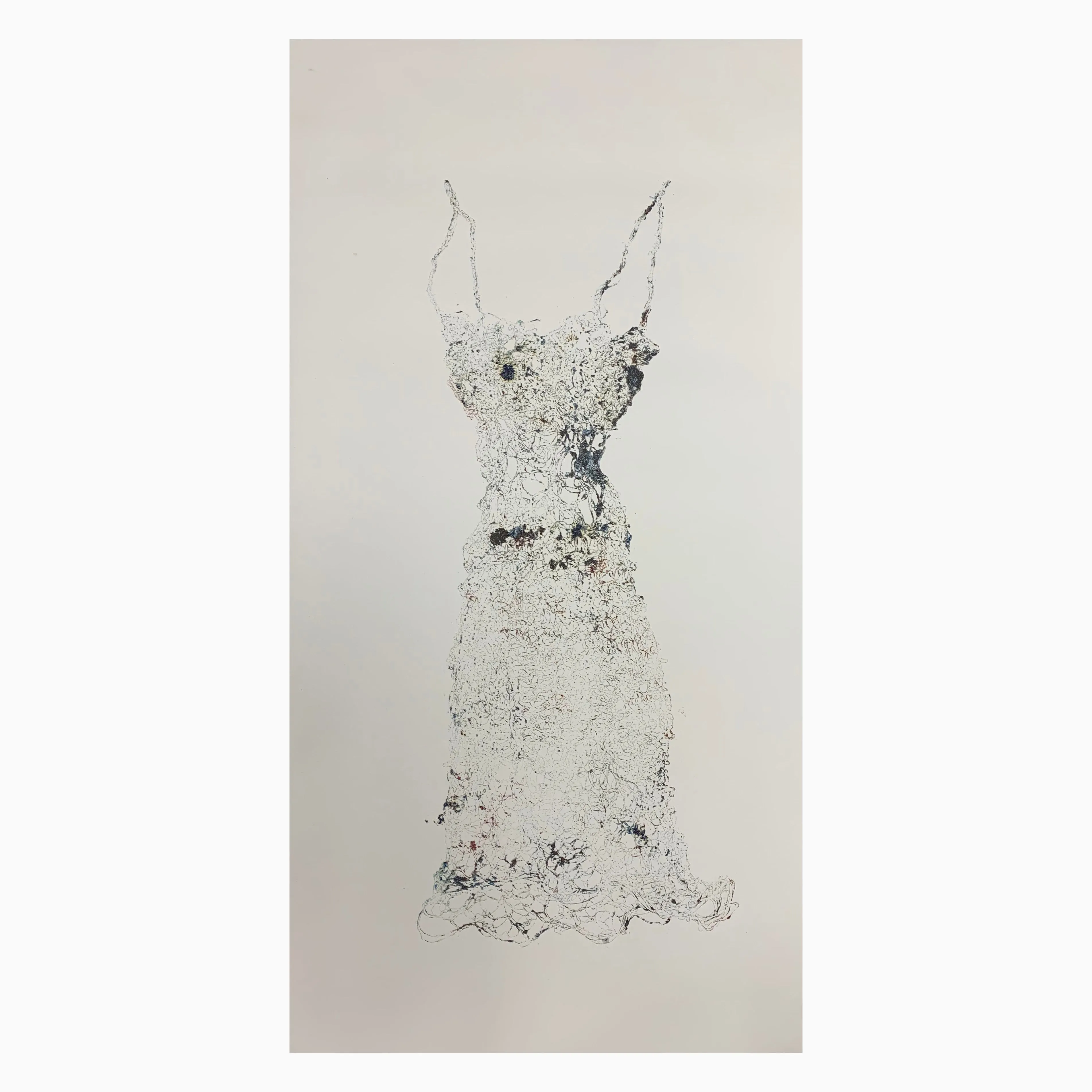 Dress Embossed Print ~ Multi Coloris (Multicolored) Dress Collagraph