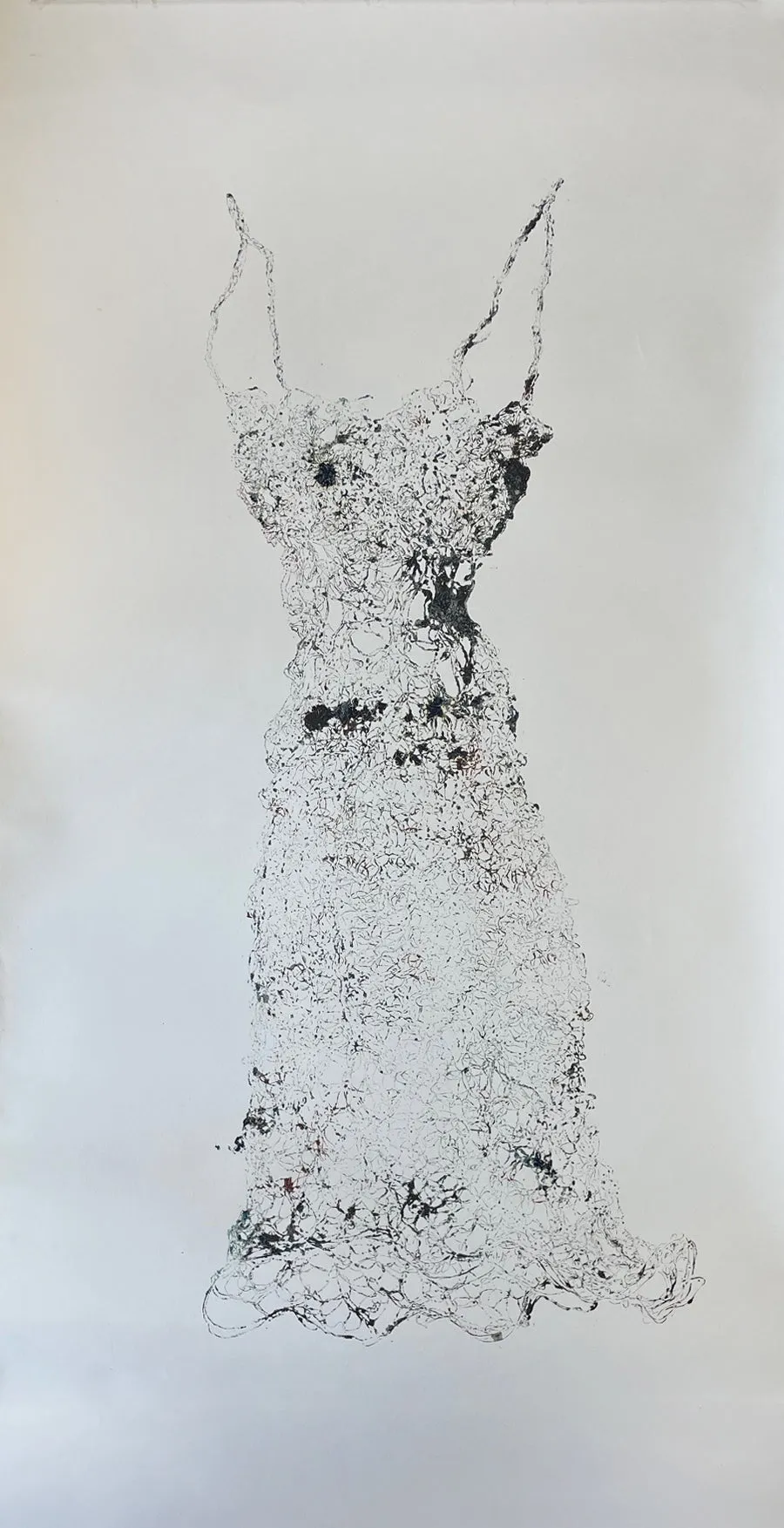 Dress Embossed Print ~ Multi Coloris (Multicolored) Dress Collagraph