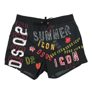 DSQUARED2 - Sketch Printed ICON Swim Shorts in Black