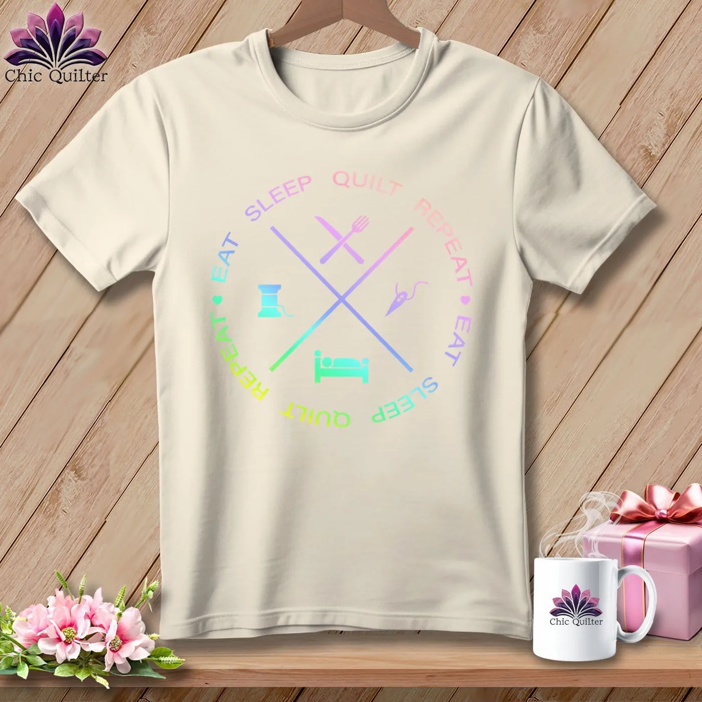 Eat sleep quilt repeat ~ Relaxed Fit Tee