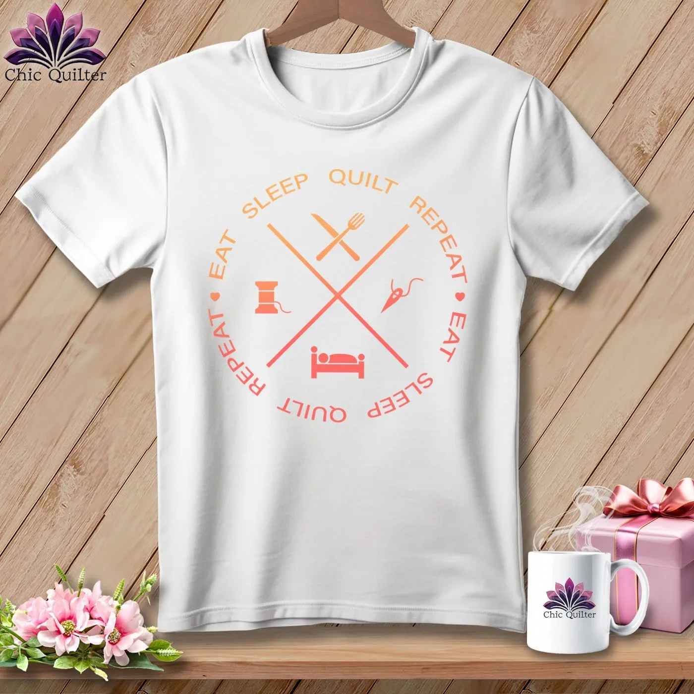 Eat sleep quilt repeat ~ Relaxed Fit Tee