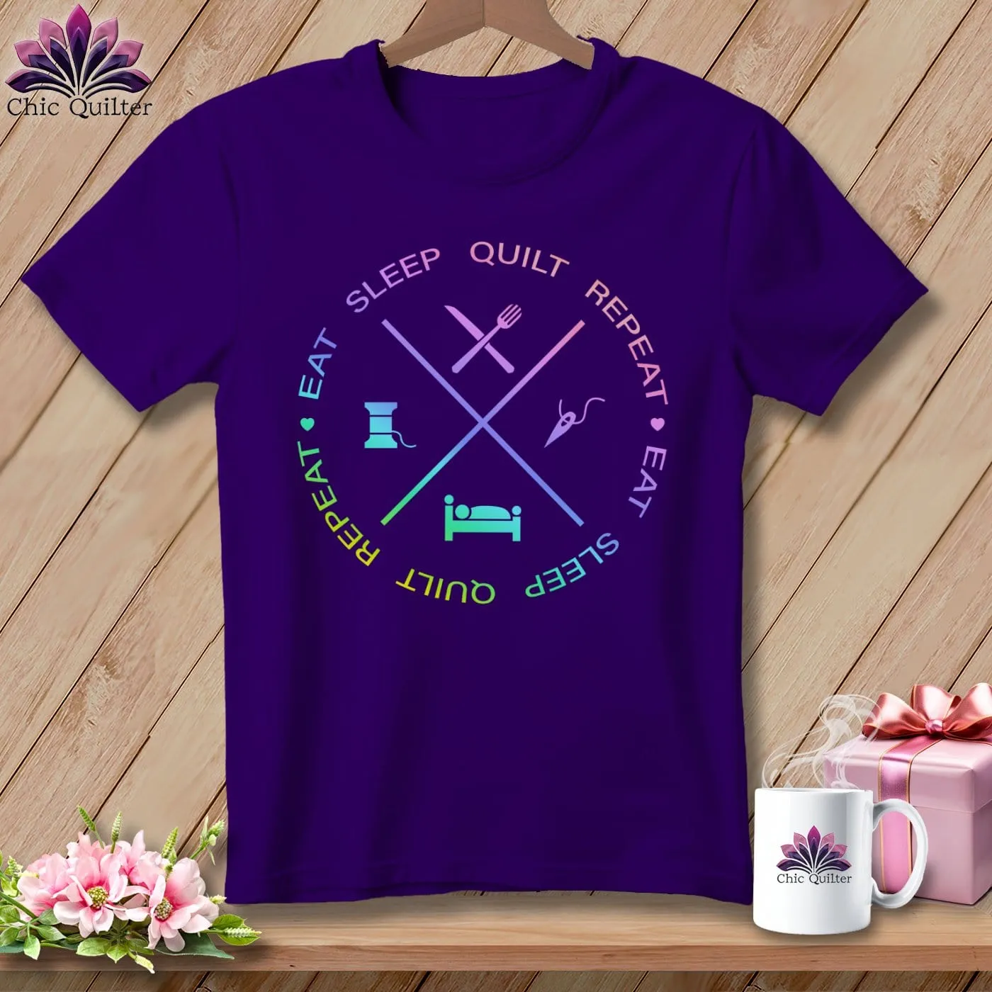 Eat sleep quilt repeat ~ Relaxed Fit Tee