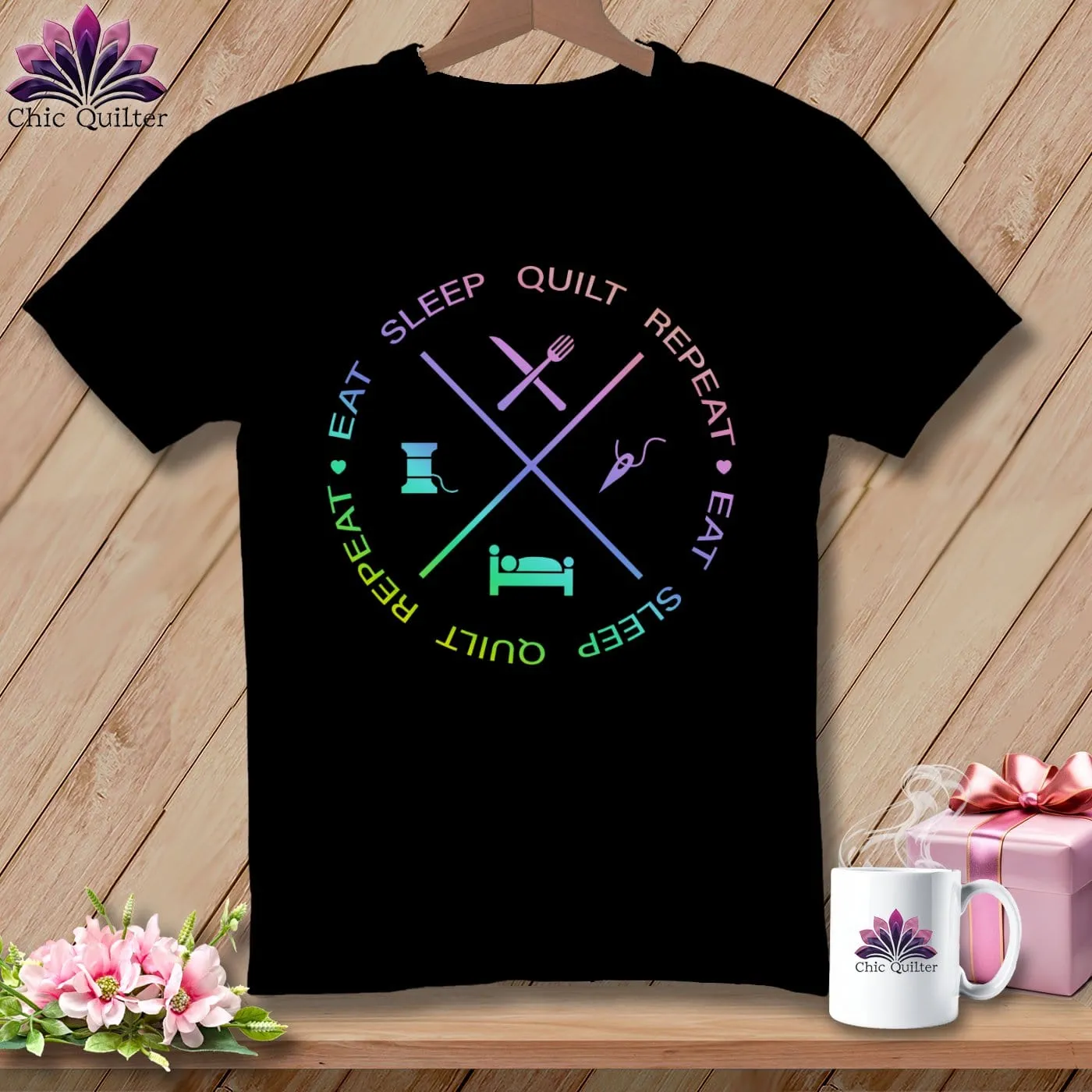 Eat sleep quilt repeat ~ Relaxed Fit Tee