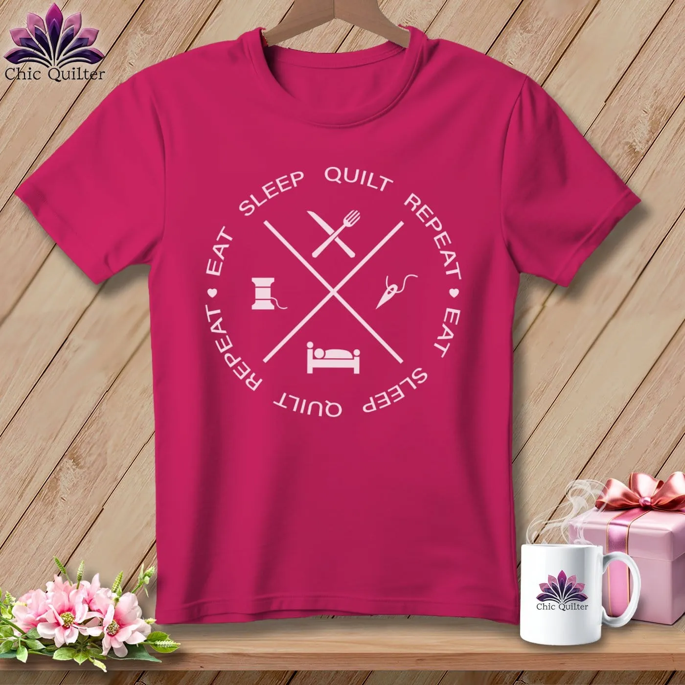 Eat sleep quilt repeat ~ Relaxed Fit Tee