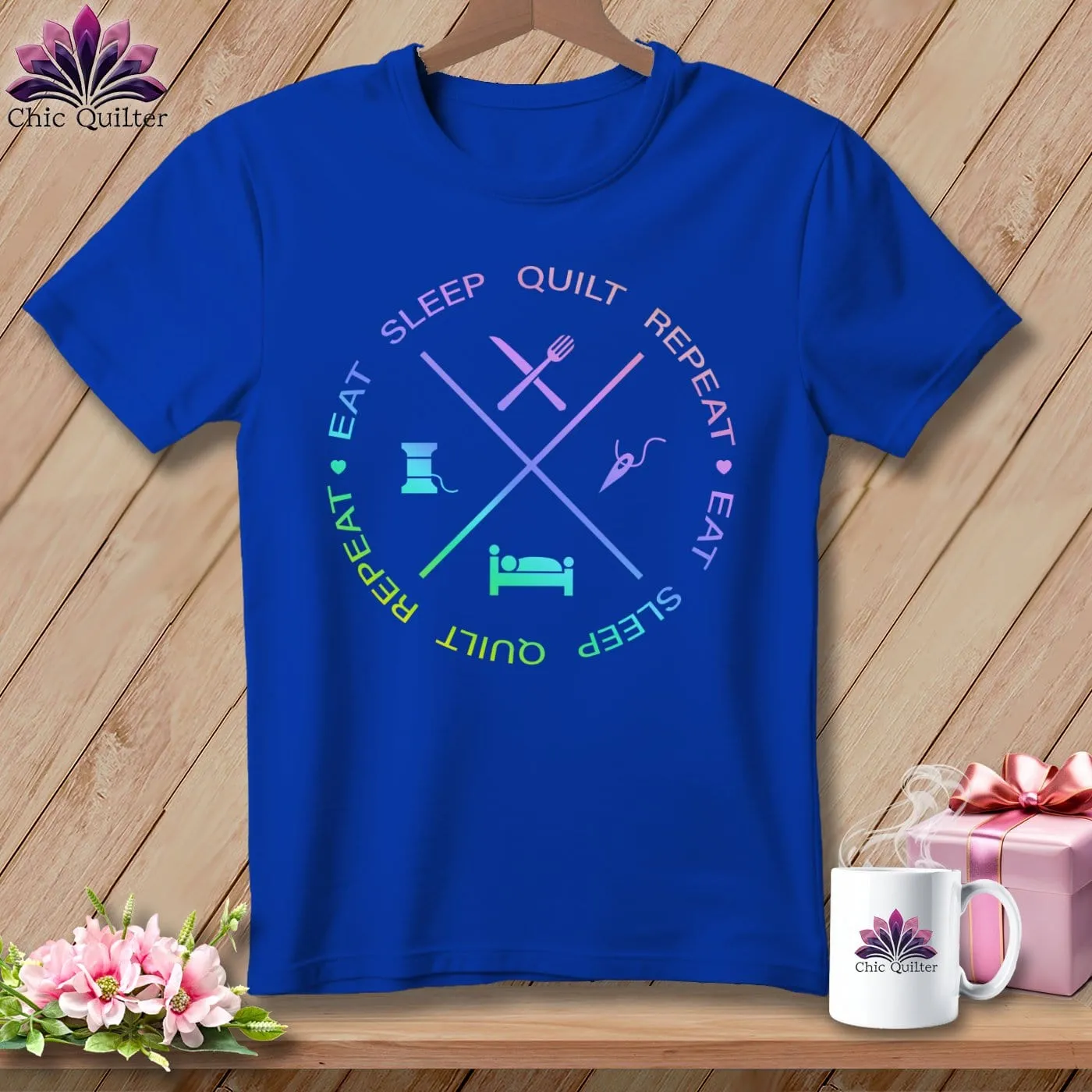 Eat sleep quilt repeat ~ Relaxed Fit Tee